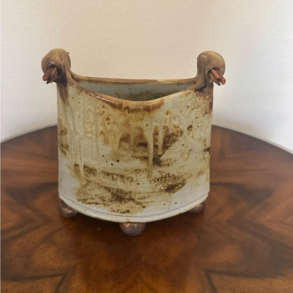 Betsy Gray Porcelain Rustic Vase Art Piece with Earthy Tones - Picture 4 of 13